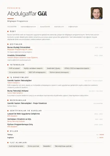 Bilgisayar Programcısı CV Örnekleri cv indir